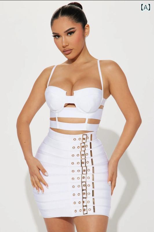 スカート レディース 膝上丈スカートセット 欧米風 セクシー キャミソール 伸縮性 ニットスカート カジュアル ミニスカート ホワイト ブラック