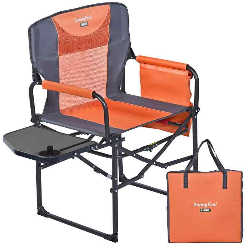 SunnyFeel アウトドアチェア 折りたたみ サイドテーブル付き レジャーチェア キャンプ アウトドア 折り..