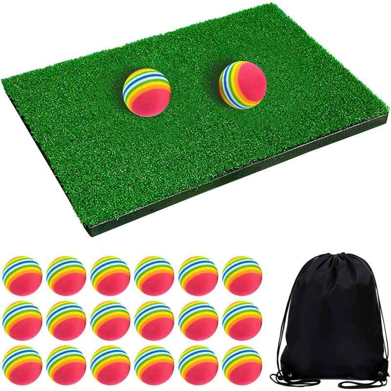 Gavit ゴルフ練習マット アプローチ練習器具 室内 トレーニング 芝風マット EVAボール 20個 収納袋付き