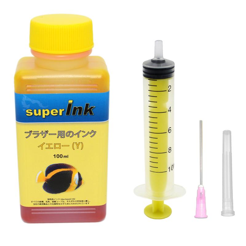 ブラザー （BROTHER）用 （染料） 詰め替え 互換インク superInk （全機種対応） + 手袋 + 10ml注入器 + 針 + キャップ