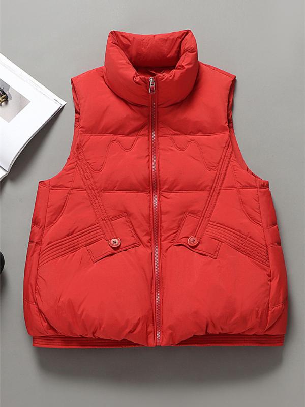 レディース ダウン ベスト 軽量 薄手 スタンドカラー 保温 白鴨ダウン カジュアル ノースリーブ アウター 秋冬 暖かみ 普段使い 羽織り