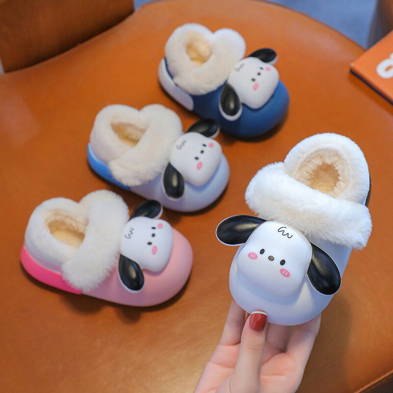 ルームシューズ キッズ 子供用 スリッパ 秋冬用 かわいい 犬柄 綿素材 室内履き 外...