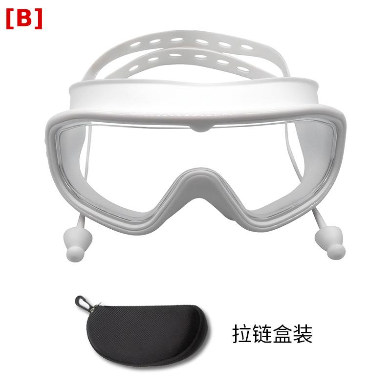 大枠水泳鏡防水防霧高清不目子供成人潜水眼鏡水泳帽セットクロスボーダー鼻クリップ
