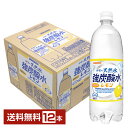 サンガリア 伊賀の天然水 強炭酸水レモン 1L 1000ml ペットボトル 12本 1ケース 【送料無料（一部地域除く）】