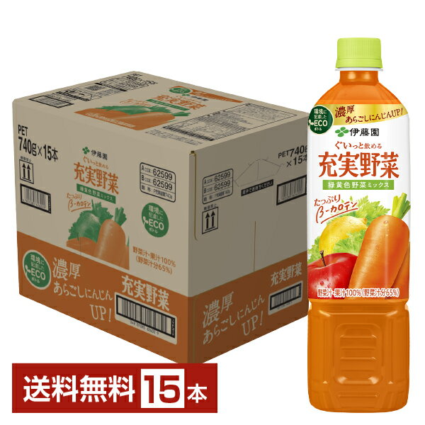 Rakuten - 伊藤園 充実野菜 緑黄色野菜ミックス 740g ペットボトル 15本 1ケース【送料無料（一部地域除く）】 野菜ジュース