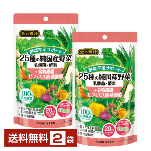日本薬健 金の青汁 25種の純国産野菜 乳酸菌×酵素+食物繊維 ビフィズス菌 酪酸菌 60粒入 2袋(120粒)【送料無料(一部地域除く)】 食物繊維・ビフィズス菌・酪酸菌 日本薬健 金の青汁 25種の純国産野菜 乳酸菌×酵素+食物繊維 ビフィズス菌 酪酸菌 60粒入 2袋(120粒)【送料無料(一部地域除く)】 食物繊維・ビフィズス菌・酪酸菌