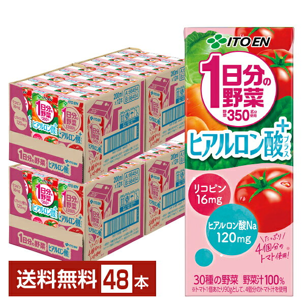 伊藤園 1日分の野菜 ヒアルロン酸プラス 200ml 紙パック 24本×2ケース（48本）【送料無料（一部地域除く）】 野菜ジュース