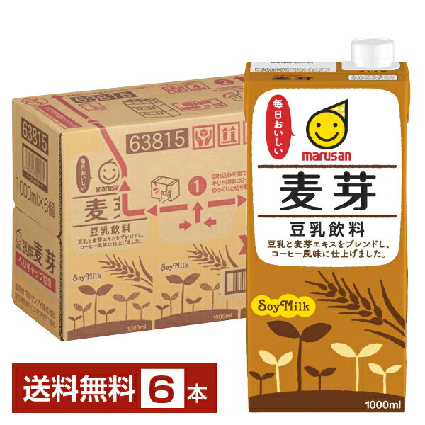 マルサン 豆乳飲料 麦芽 1L 紙パック 1000ml 6本 1ケース【送料無料（一部地域除く）】 マルサンアイ