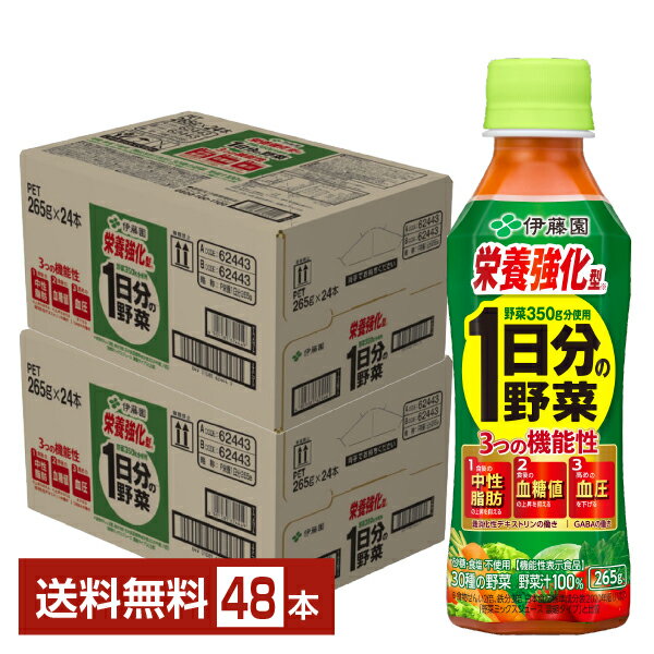 機能性表示食品 伊藤園 栄養強化型 1日分の野菜 265g ペットボトル 24本 2ケース 48本 【送料無料 一部地域除く 】 野菜ジュース