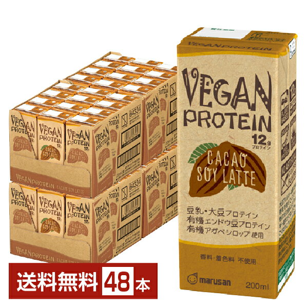 マルサン VEGAN PROTEIN CACAO SOY LATTE ヴィーガン プロテイン カカオ ソイ ラテ 200ml 紙パック 24本×2ケース（48本）【送料無料（一部地域除く）】 マルサンアイ