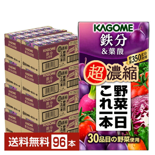 カゴメ 野菜一日これ一本 超濃縮 鉄分＆葉酸 125ml 紙パック 24本×4ケース（96本）【送料無料（一部地域除く）】 野菜ジュース