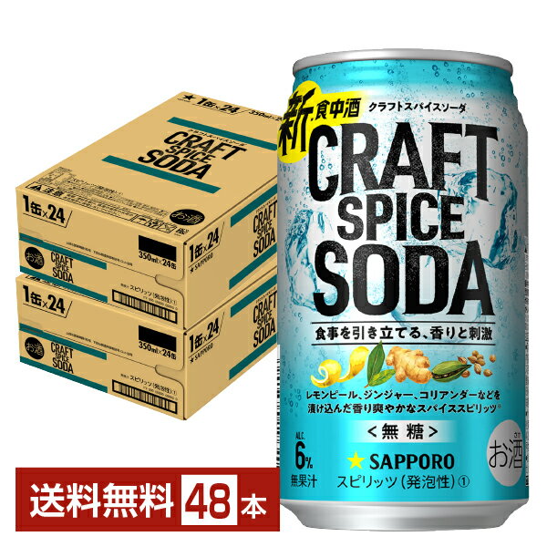 サッポロ クラフトスパイスソーダ 350ml 缶 24本×2ケース（48本）【送料無料（一部地域除く）】 チューハイ サッポロビール 無糖