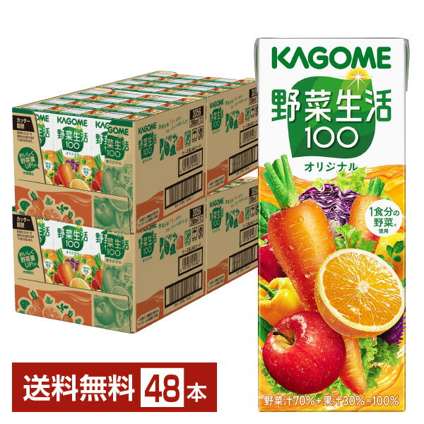 カゴメ 野菜生活 100 オリジナル 200ml 紙パック 24本 2ケース 48本 【送料無料 一部地域除く 】 野菜ジュース