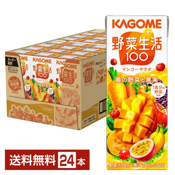 カゴメ 野菜生活 100 マンゴーサラダ 200ml 紙パック 24本 1ケース【送料無料（一部地域除く）】 野菜ジュース