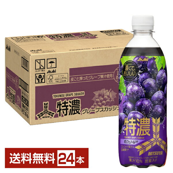 アサヒ 三ツ矢 特濃グレープスカッシュ 500ml ペットボトル 24本 1ケース【送料無料（一部地域除く）】