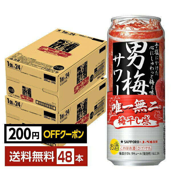 楽天FELICITY Beer＆Water【先着順 最大300円OFFクーポン取得可】サッポロ 男梅サワー 500ml 缶 24本×2ケース（48本）【送料無料（一部地域除く）】 チューハイ サッポロビール