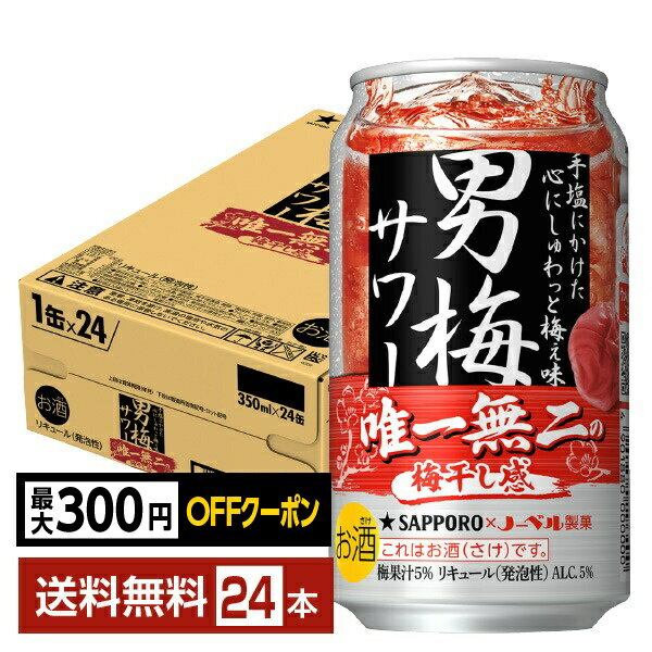 【先着順 最大300円OFFクーポン取得可】サッポロ 男梅サワー 350ml 缶 24本 1ケース【送料無料（一部地域除く）】 チューハイ サッポロビール