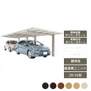 カーポート 2台用 四国化成【スマートポートR 縦連棟セット 基本セット+縦連棟ユニット 標準高 28-56型 木調カラー 熱線吸収ポリカーボネート カーポート...