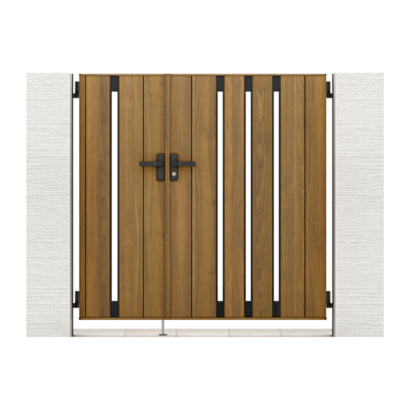 LIXIL リクシル 開き門扉AA TS1型(木調) 両開き 親子仕様 04・08-14 柱使用 ラッピング形材柱 扉1枚寸法 400・800×1400 シリンダーRD錠