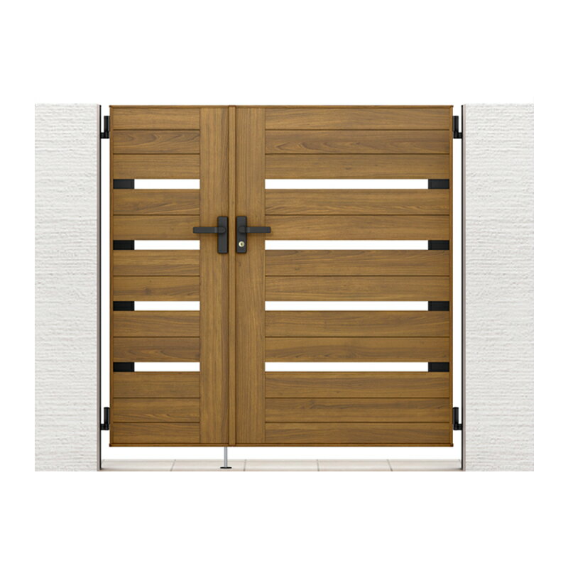 LIXIL リクシル 開き門扉AA YS1型(木調) 両開き 親子仕様 05・07-12 柱使用 ラッピング形材柱 扉1枚寸法 500・700×1200 シリンダーRD錠