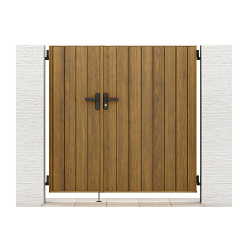 LIXIL リクシル 開き門扉AA TM1型(木調) 両開き 親子仕様 05・09-16 柱使用 ラッピング形材柱 扉1枚寸..