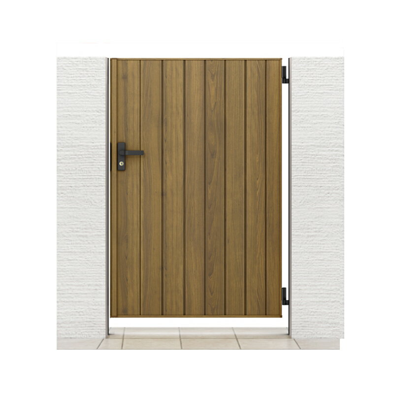 LIXIL リクシル 開き門扉AA TM1型(木調) 片開き 07-14 柱使用 アルミ形材柱 扉1枚寸法 700×1400 シリン..