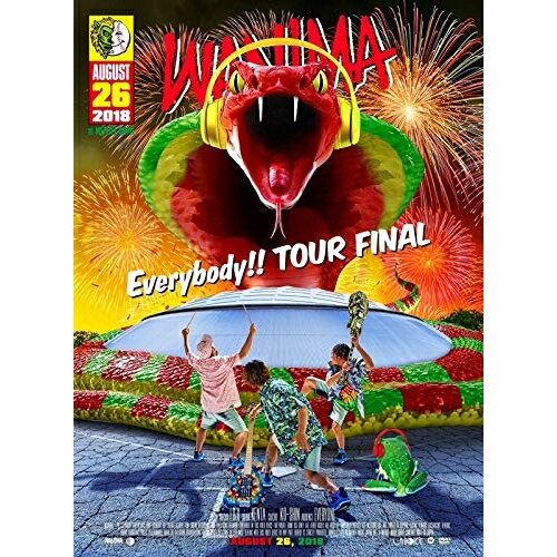 Everybody!! TOUR FINALWANIMAワニマ わにま　発売日 : 2018年11月28日　種別 : DVD　JAN : 4943674288687　商品番号 : WPBL-90488【収録内容】DVD:11.OLE!!2.BIG UP3.Japanese Pride4.やってみよう5.THANX6.Drive7.CHEEKY8.いいから9.SLOW10.ここから(acoustic ver.)11.ともに12.雨あがり13.ヒューマン14.Hey Lady15.オドルヨル16.サブマリン17.シグナル18.Everybody!!DVD:21.TRACE(エビバデツアーの面影)2.花火(エビバデツアーの面影)3.ANCHOR(エビバデツアーの面影)4.SNOW(エビバデツアーの面影)5.エビバデ!!友達チャレンジ!!(ワンチャン動画)6.エビバデ!!友達チャレンジ!! 〜痛みと仲良くなろう〜(完全版)(ワンチャン動画)7.エビバデ!!友達チャレンジ!! 〜動物と仲良くなろう〜(完全版)(ワンチャン動画)8.エビバデ!!友達チャレンジ!! 〜目指せ1000本ノック!!ボールと仲良くなろう!!〜(完全版)(ワンチャン動画)9.エビの気持ち選手権(ワンチャン動画)