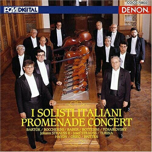 プロムナード・コンサート (廉価盤)イタリア合奏団イタリアガッソウダン いたりあがっそうだん　発売日 : 2006年12月20日　種別 : CD　JAN : 4988001904786　商品番号 : COCO-70833【収録内容】CD:11.ルーマニア民俗舞曲 Sz56 ジョク・ク・バータ(棒踊り)2.ルーマニア民俗舞曲 Sz56 ブラウル(腰帯踊り)3.ルーマニア民俗舞曲 Sz56 ペ・ロック(足踏み踊り)4.ルーマニア民俗舞曲 Sz56 ブチュメアーナ(ホーンパイプ踊り)5.ルーマニア民俗舞曲 Sz56 ポアルガ・ロマネアスカ(ルーマニアのポルカ)6.ルーマニア民俗舞曲 Sz56 マルツェル(速い踊り)I7.ルーマニア民俗舞曲 Sz56 マルツェル(速い踊り)II8.「マドリードの帰営ラッパ」の主題による変奏曲 作品57の6 G418 〜フォルテピアノと弦楽四重奏のための〜9.弦楽のためのアダージョ 〜弦楽四重奏曲 第1番 作品11より10.メヌエット 〜弦楽五重奏曲 作品13(11)の5 G275より11.タランテラ 〜コントラバスと弦楽のための12.アンダンテ・カンタービレ 〜弦楽四重奏曲 ニ長調 作品11より13.ピチカート・ポルカ14.闘牛士の祈り 作品3415.セレナード 〜弦楽四重奏曲 作品3の5 Hob.III-17より16.2つの悲しき旋律 作品34 I-胸のいたで17.2つの悲しき旋律 作品34 II-過ぎた春18.おどけたピチカート 〜シンプル・シンフォニー 作品4より
