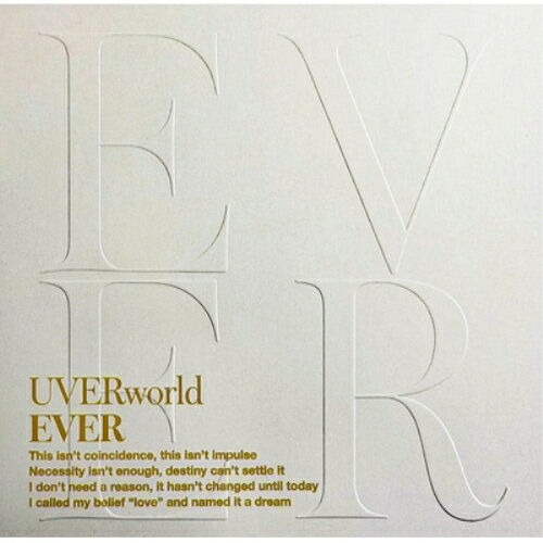 EVER (CD+Blu-ray) (7インチジャケット) (初回生産限定盤)UVERworldウーバーワールド うーばーわーるど　発売日 : 2026年2月25日　種別 : CD　JAN : 4547366797497　商品番号 : SRCL-13581【商品紹介】「EVER」はテレビ東京系ミラノ五輪テーマソング!カップリングには12月12日〜公開の映画『25 to EPIPHANY』にて初公開された「ZERO BREAKOUT POINT」収録!【収録内容】CD:11.EVER2.ZERO BREAKOUT POINT3.EVER(Instrumental)4.ZERO BREAKOUT POINT(Instrumental)BD:21.BOOM GOES THE WORLD at Yokohama Arena 12.20&21 LIVE DIGEST -Music: ZERO BREAKOUT POINT-2.PREMIUM LIVE on Xmas 2025 at NIPPON BUDOKAN LIVE DIGEST -Music: EVER-3.NEW VISUAL SHOOTING Behind the Scenes -Music: EVER(Instrumental)-