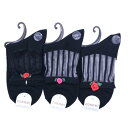 【送料無料】 クルーソックス (黒レース×赤バラ・レース×ピンクバラ・レース×赤バラ) (23-25cm) (3足セット)みっとめるへん社