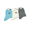【送料無料】 クルーソックス(ライトブルー・ホワイト・グレー)(Cute刺繍入り)(23-25cm)(3足セット)みっとめるへん社(4)