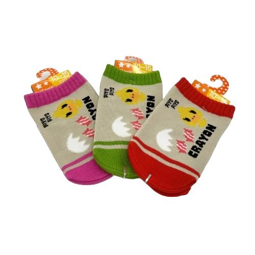 【送料無料】 キッズソックス(ピンク・グリーン・レッド) (CRAYON)(10-15cm)(1歳〜3歳)みっとめるへん社