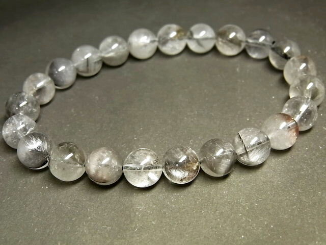 パワーストーン 天然石 プラチナルチル ルチルクォーツ 水晶 ブレスレット 8〜8.5mm 【Felistone】 PTRB69