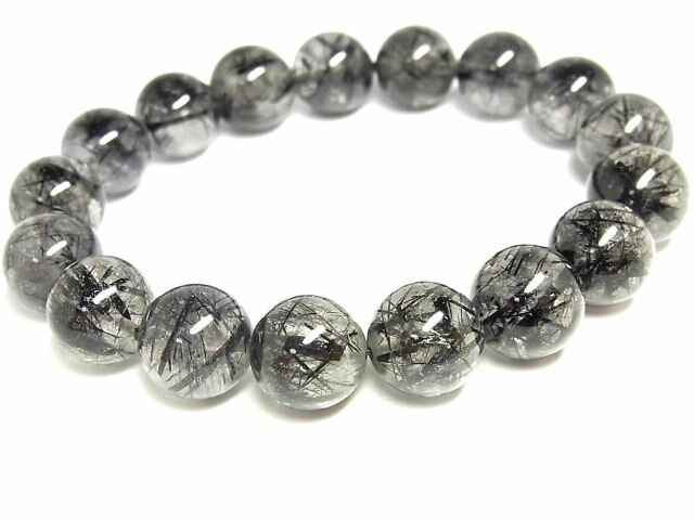 パワーストーン 天然石 ブラックルチル ルチルクォーツ 黒針水晶 ブレスレット 12.5〜13mm 【Felistone】 BLRB44