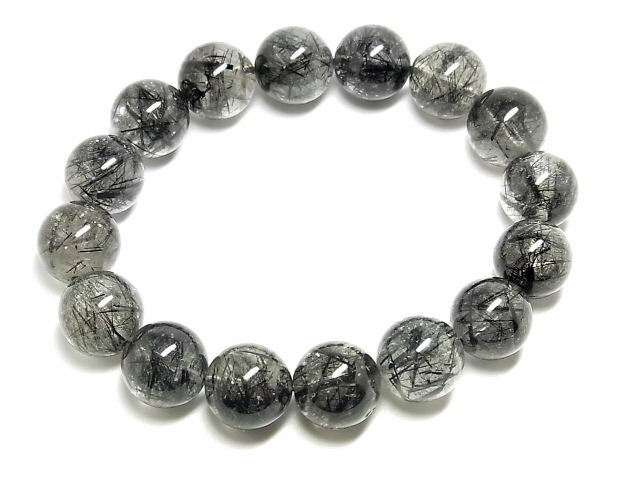 パワーストーン 天然石 大粒 ブラックルチル ルチルクォーツ 黒針水晶 ブレスレット 13.5〜14mm 【Felistone】 BLRB45