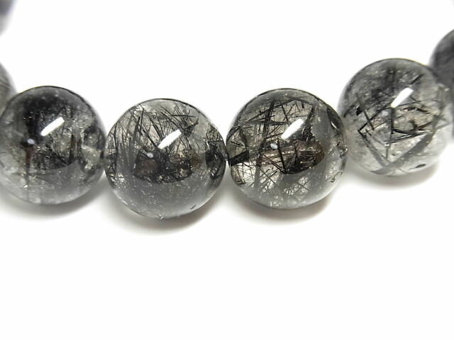 パワーストーン 天然石 大粒 ブラックルチル ルチルクォーツ 黒針水晶 ブレスレット 13.5〜14mm 【Felistone】 BLRB45