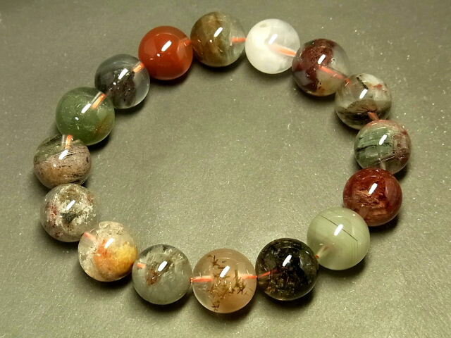 パワーストーン 天然石 大粒 ガーデンクォーツ 庭園水晶 ファントム水晶 ブレスレット 13〜14mm 【Felistone】 GardenB84