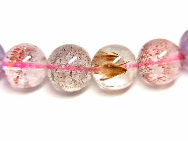 パワーストーン 天然石 スーパーセブン セイクリッドセブン 水晶 ブレスレット 9.5〜10mm 【Felistone】 SuperSevenB33