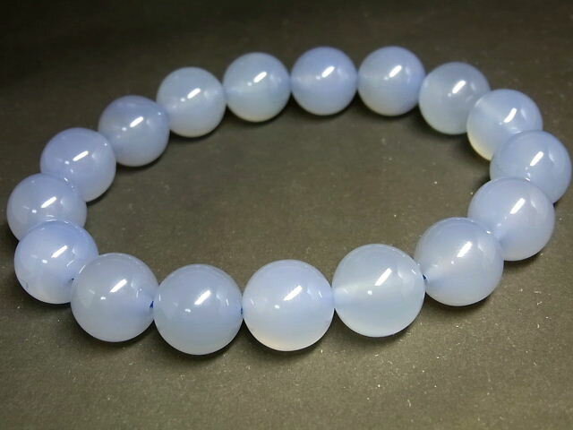 パワーストーン 天然石 ブルーカルセドニ 青玉髄 ブレスレット 12.5mm 【Felistone】 ChalcedonyB07