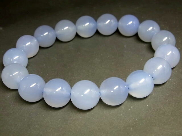 パワーストーン 天然石 ブルーカルセドニ 青玉髄 ブレスレット 12.5mm 【Felistone】 ChalcedonyB08