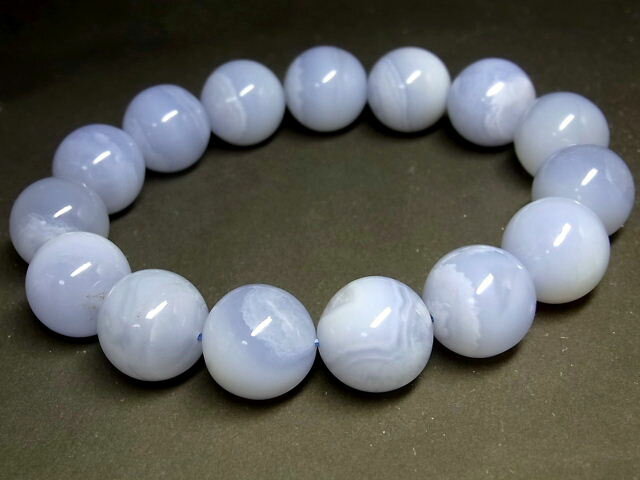 パワーストーン 天然石 大粒 ブルーカルセドニ 青玉髄 ブレスレット 14mm 【Felistone】 ChalcedonyB10