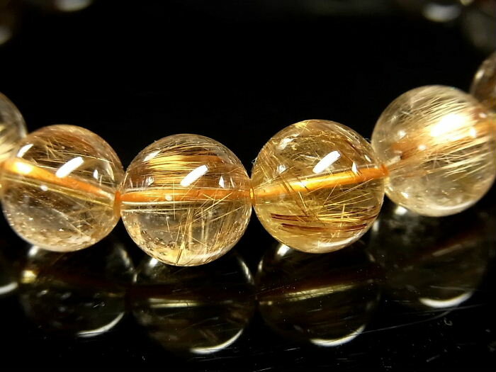 パワーストーン 天然石 最高級 高透明 タイチンルチル ルチルクォーツ 水晶ブレスレット 11〜11.5mm 【Felistone】 TRB1462