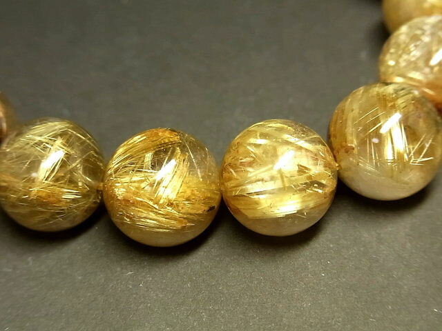 パワーストーン 天然石 大粒 タイチンルチル ルチルクォーツ 水晶ブレスレット 13〜14mm 【Felistone】 TRB963