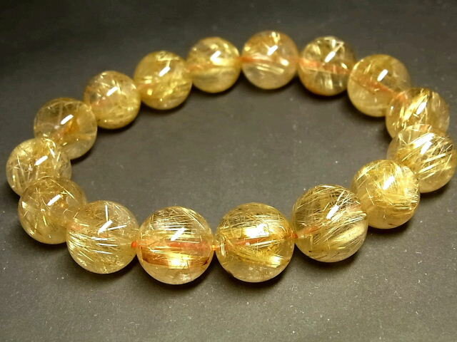 パワーストーン 天然石 大粒 最高級 タイチンルチル ルチルクォーツ 水晶ブレスレット 13〜13.5mm 【Felistone】 TRB1023
