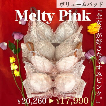 Melty Pink Set CR185 メルティピンク セット 【おまとめ 4点セット】 ボリュームパッド スフレパッド ブラジャー＆ショーツ 女性 下着 レディース 脇高 ブラジャーセット 脇肉 ブラセット 谷間 小胸 ブラ ブラショーツ ブラショーツセット かわいい ブラショーツ