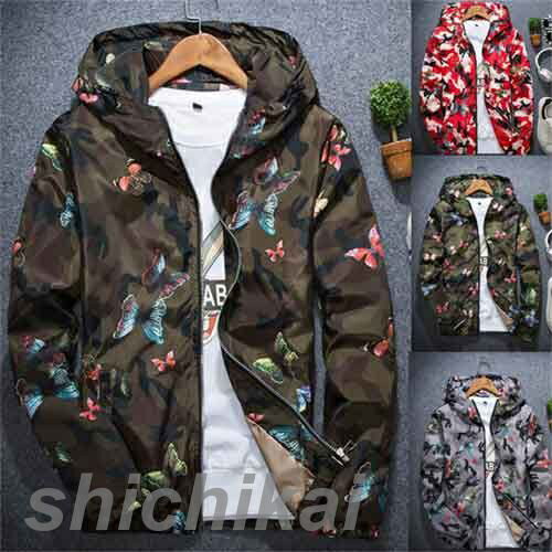 メンズ ウィンドブレーカー マウンテンパーカー 迷彩柄 フード付き ジップアップジャケット 軽量 防風 アウトドア ジョギング 山登り