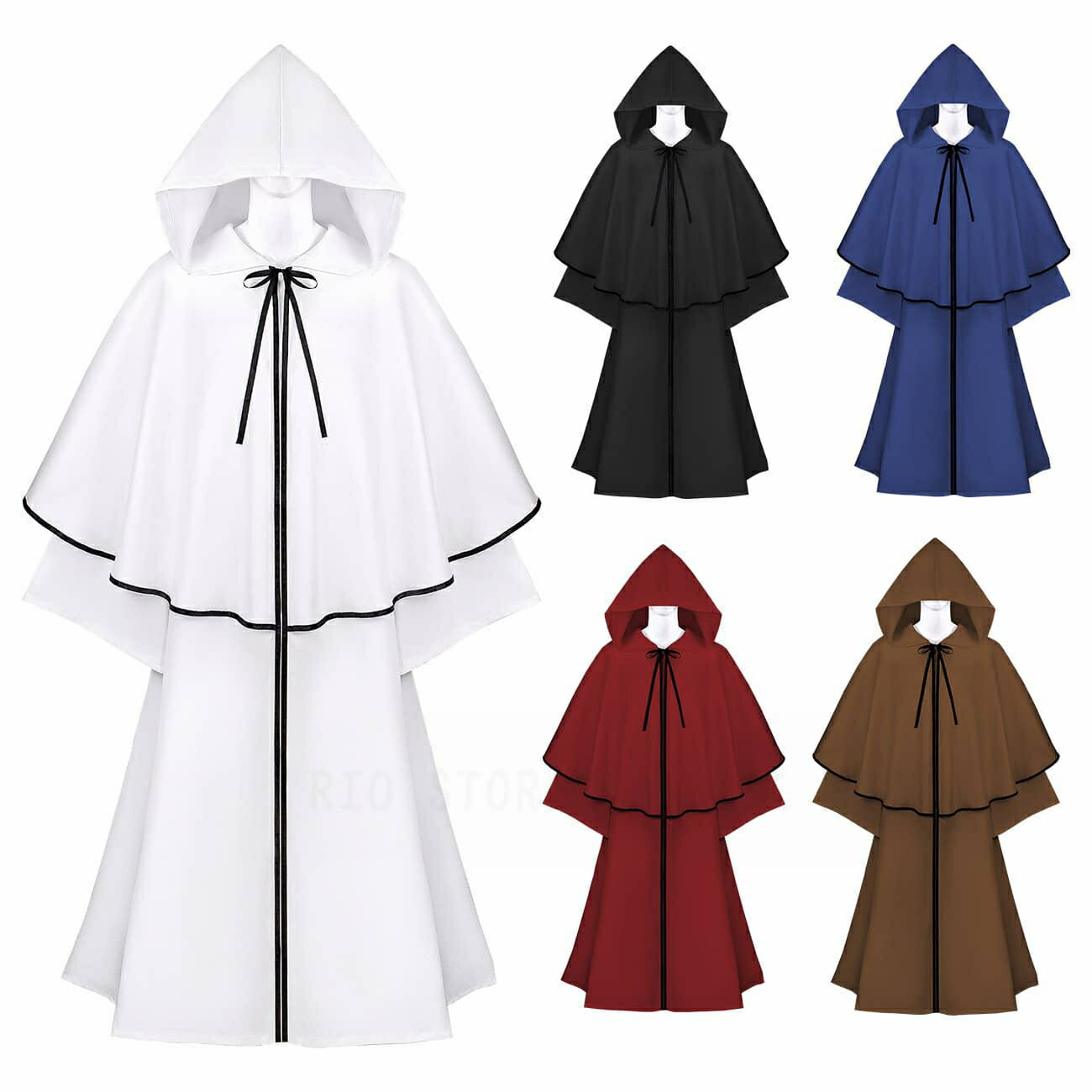ハロウィン 白 青 黒 レッド ブラウン マント フード付き コスプレ 大人 レディース メンズ 団体 コス..