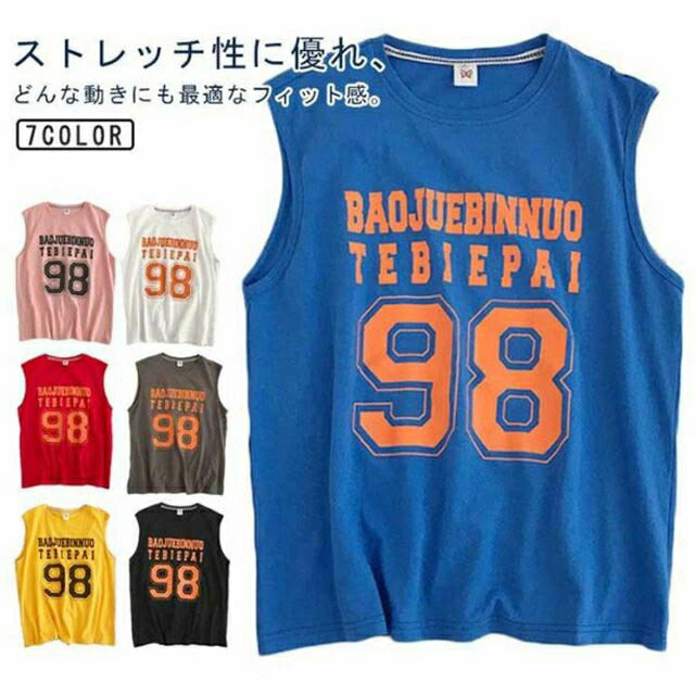 タンクトップ メンズ ノースリーブ tシャツ 袖なし ベスト 冷感 プリント ゆったり 大きいサイズ トップス 運動 スポーツ トレーニング おしゃれ カジュア...