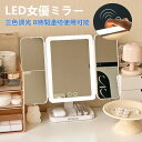 SUTEKIYA 日光女優ミラー 女優ミラー 卓上ミラー 三面鏡 LEDライト付きミラー 鏡 卓上 大きい ミラー ライト付き ライトミラー 卓上鏡 化粧鏡 三...