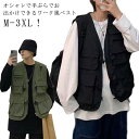 メンズ 春夏 カジュアルベスト ワークベスト ポケット ワーク風 カーゴ ミリタリー 多ポケット 羽織 アウトドア キャンプベスト 多機能ベスト ビター系